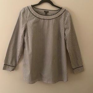 Talbots L Petite black and white striped top. Super cute with black pants